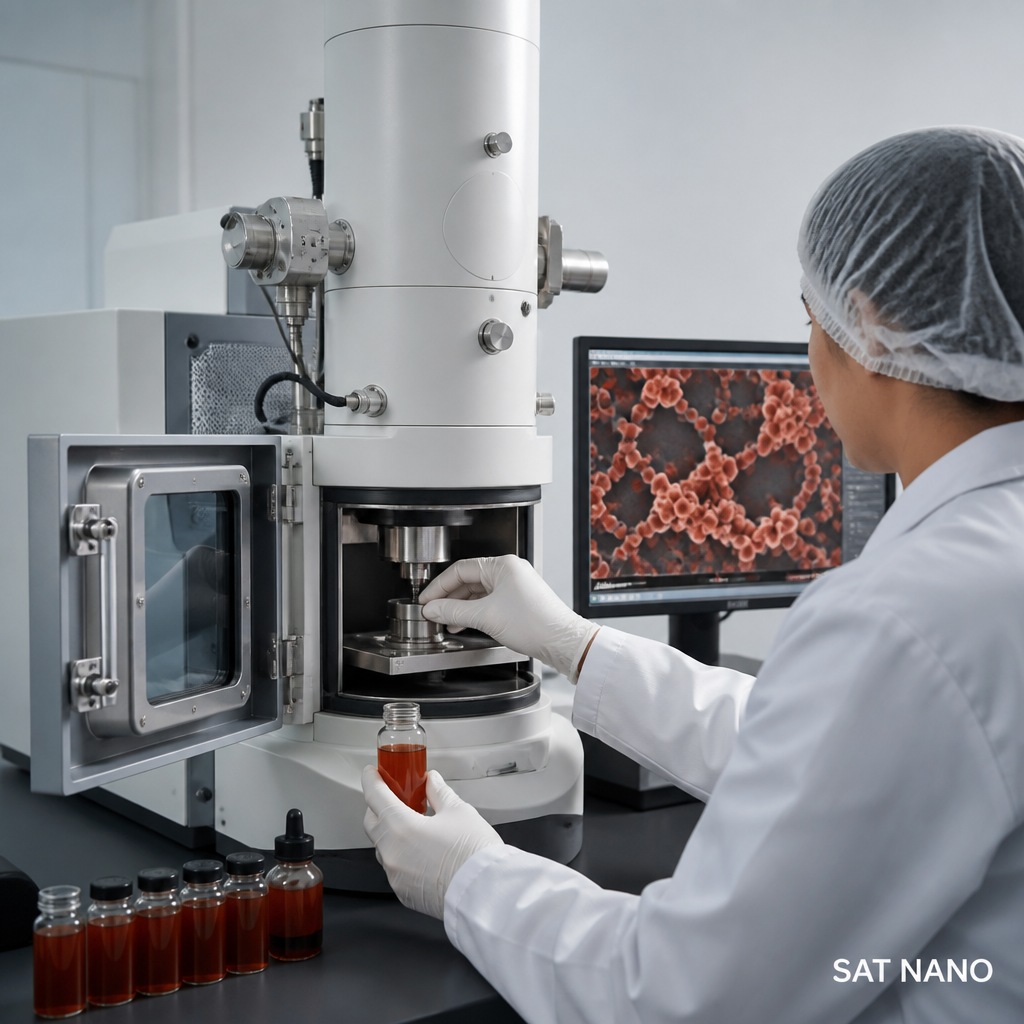 Dispersión de nanopolvo de Fe₂O₃ (óxido de hierro (III)) y observación por microscopía electrónica: protocolo operativo