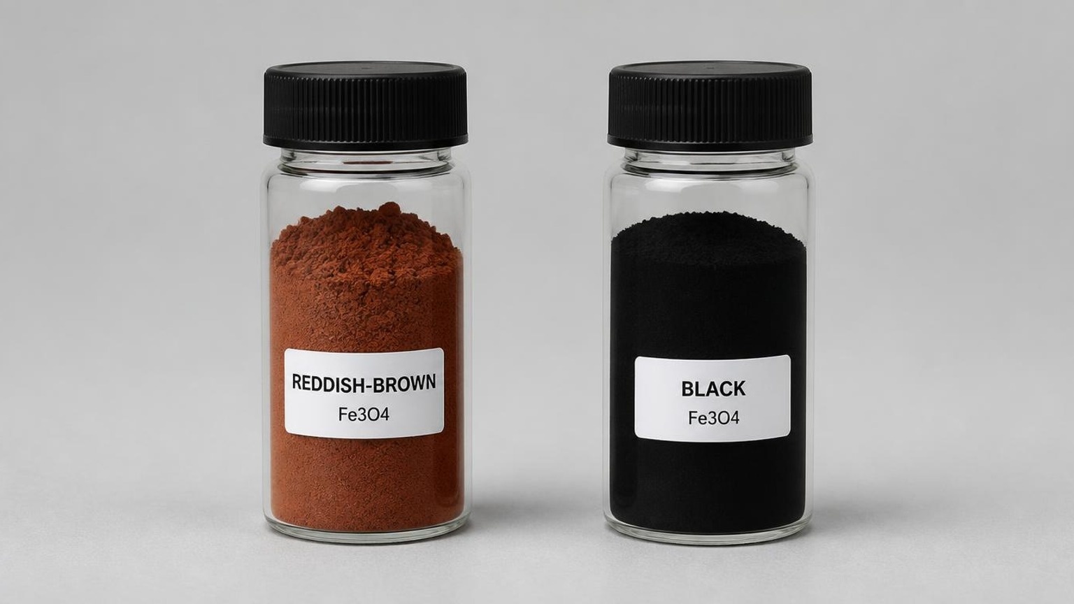 Nanopolvo de Fe₃O₄ de color marrón rojizo frente a negro para aplicaciones de baterías de iones de litio